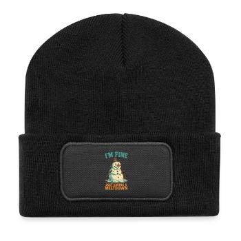 Bonhomme de neige qui fond, ça va. - Beanie recyclé à patch - noir - Devant