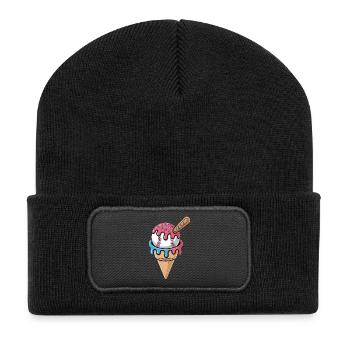 Baseball Eiscreme Waffel Mit Schlaeger Streuseln - Recycelte Patch Beanie - Schwarz - Vorne