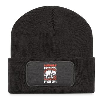 Waschbär Motiv Natur Tierwelt Tierliebhaber - Recycelte Patch Beanie - Dunkelgrau - Vorne