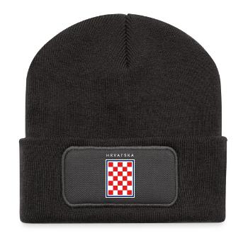 Hrvatska Checker Blaue Grenze - Recycelte Patch Beanie - Dunkelgrau - Vorne