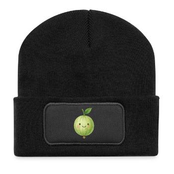 Stachelbeere Kawaii Kinder Baby Obst Motiv süß - Recycelte Patch Beanie - Schwarz - Vorne
