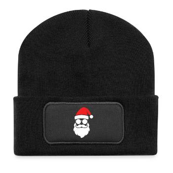 Cooler Xmas Santa Look - Recycelte Patch Beanie - Schwarz - Vorne