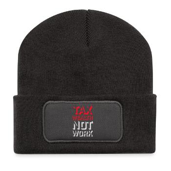 Impôt, richesse et non travail, politique progressiste, économie - Beanie recyclé à patch - charbon - Devant