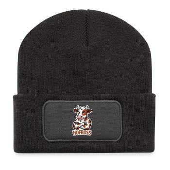 Hofboss Kuh Arrogante Bosskuh - Recycled Patch Beanie - dark grey - Front