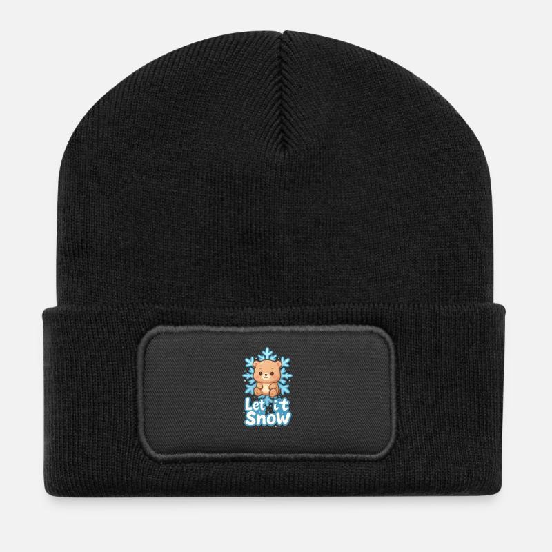 Winterbär Let It Snow - Recycelte Patch Beanie - Schwarz