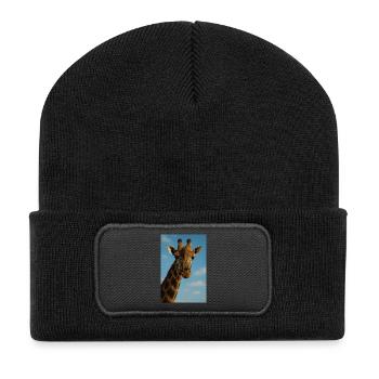 Giraffe Portrait in Blue Sky - Recycled Patch Beanie - black - Front