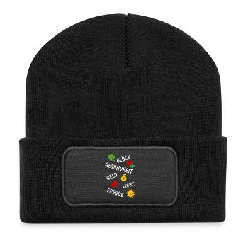 Lucky Shamrock Lucky Charm Congratulations - Recycled Patch Beanie - black - Front