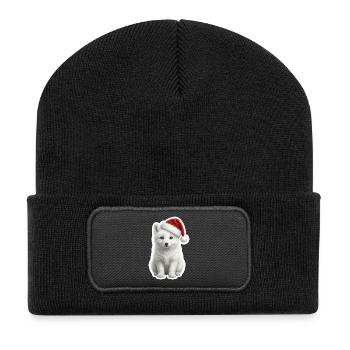 Renard arctique blanc dans la neige profonde - Beanie recyclé à patch - noir - Devant