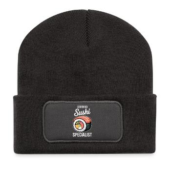 Sushi Saying Japanese Funny Sushi Gift - Recycled Patch Beanie - dark grey - Front