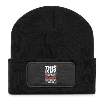 Trop chaud pour une chemise de Noël moche - Beanie recyclé à patch - noir - Devant