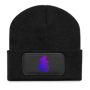 Motif minimaliste du vélo de route - Beanie recyclé à patch - noir - Devant