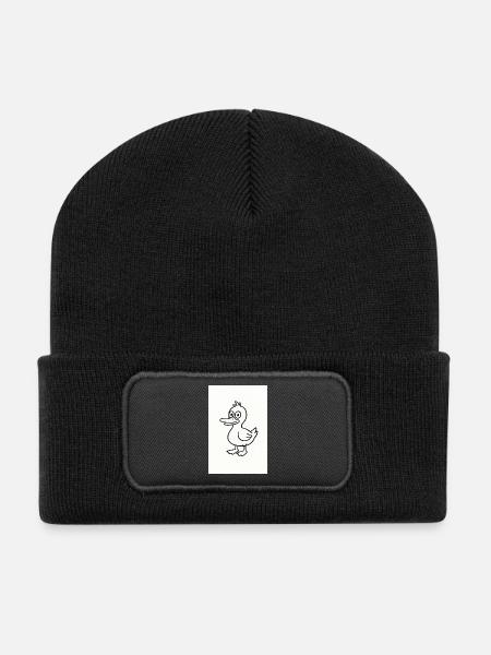 Sketch fantaisiste de la ligne de canard - Beanie recyclé à patch - noir