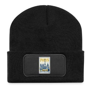 Paris Skyline Vintage-Poster - Recycelte Patch Beanie - Schwarz - Vorne
