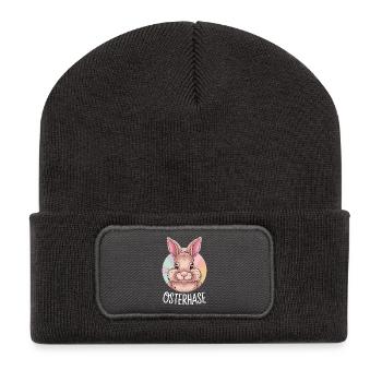  Osterhase Niedlicher Bunter Osterhase für Kinder - Recycelte Patch Beanie - Dunkelgrau - Vorne