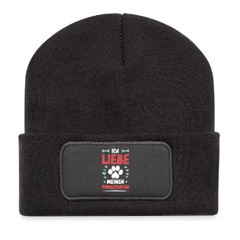 J’adore mon Poméranien - Beanie recyclé à patch - charbon - Devant