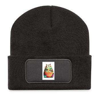 Ramen Cat Feast - Recycled Patch Beanie - dark grey - Front