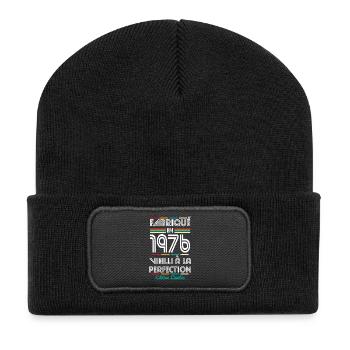 1976 – Made – Aged to perfection - Recycled Patch Beanie - black - Front