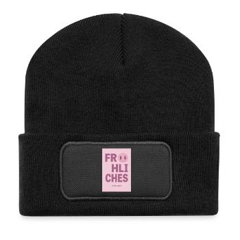 Frohes Neues Jahr – Neujahrsgruß Design - Recycelte Patch Beanie - Schwarz - Vorne