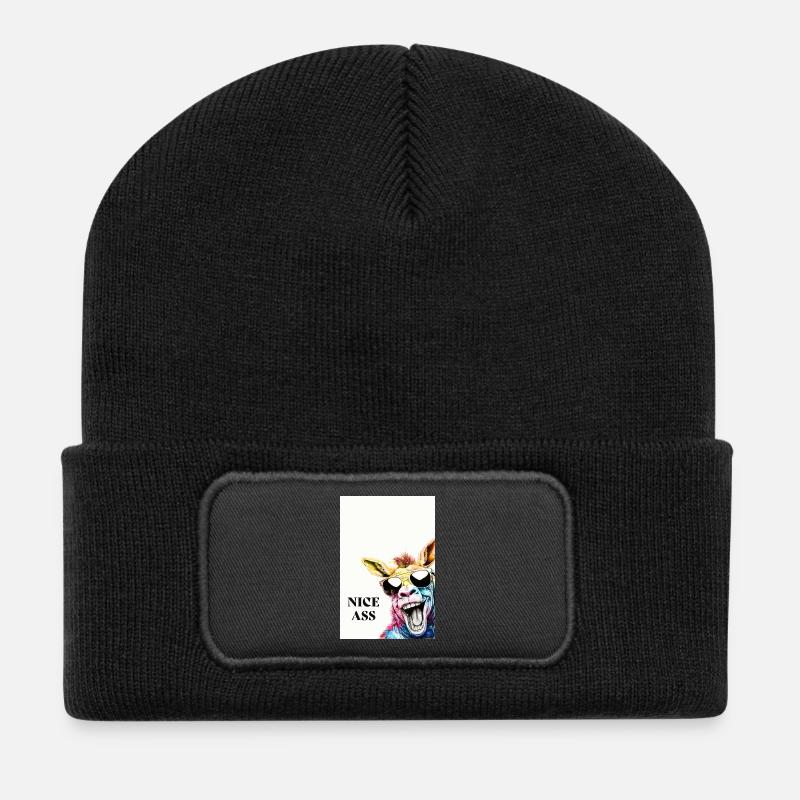 Nice Ass – Lustiges Esel Poster mit Humor - Recycelte Patch Beanie - Schwarz