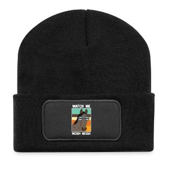 Cool Horse Shutter Shades Retro 80s Animal Design - Recycled Patch Beanie - black - Front