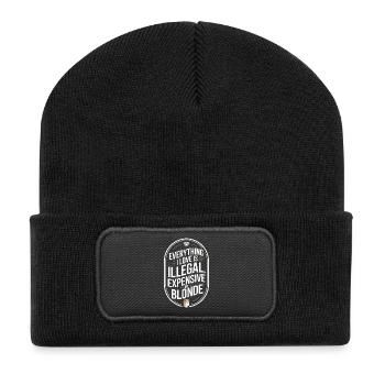 Everything I Love Illegal Expensive Blonde Männer - Recycelte Patch Beanie - Schwarz - Vorne