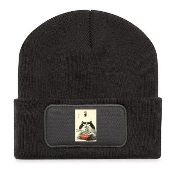 Festin de nouilles Neko - Beanie recyclé à patch - charbon - Devant