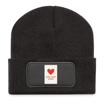 L’amour triomphe : Amor Vincit Omnia - Beanie recyclé à patch - charbon - Devant