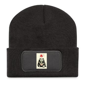 Fortune Cat Noodle Feast - Recycled Patch Beanie - dark grey - Front