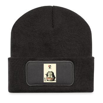 Chubby Cat Noodle Feast - Recycled Patch Beanie - dark grey - Front