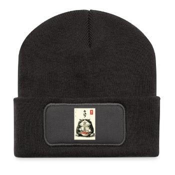 Festin de nouilles Neko - Beanie recyclé à patch - charbon - Devant