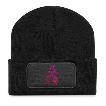 Tolles Rennrad Geschenk für Rennrad - Recycelte Patch Beanie - Schwarz - Vorne
