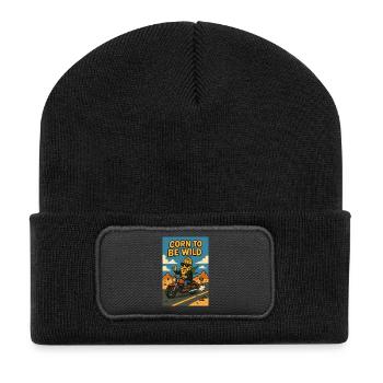 Korn auf wilde Fahrt - Corn to be wild - Parodie - Recycelte Patch Beanie - Schwarz - Vorne