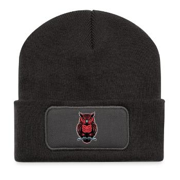 Hibou Rouge Oiseau de Nuit Chouette Gigante Mystique pour les joueurs - Beanie recyclé à patch - charbon - Devant