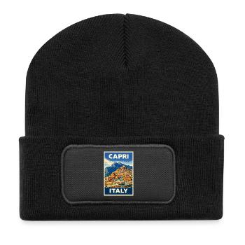 Capri Italy – Vintage Travel Poster Mediterranean - Recycled Patch Beanie - black - Front