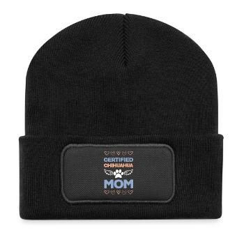 Chihuahua Mom Certified Wings - Recycelte Patch Beanie - Schwarz - Vorne