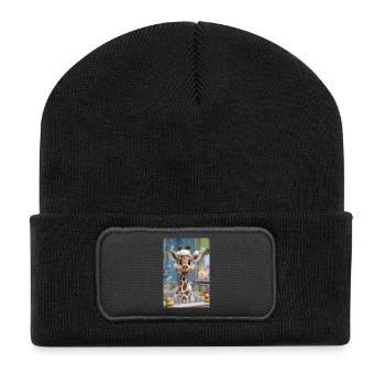 Schaumbad-Giraffen-Zauber - Recycelte Patch Beanie - Schwarz - Vorne