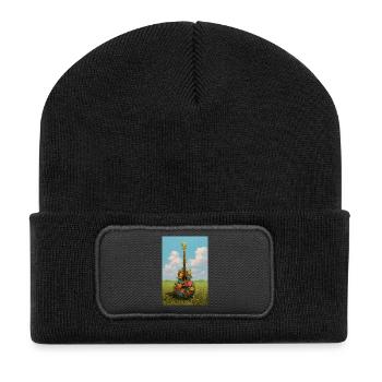 Floral Guitar in Meadow - Recycled Patch Beanie - black - Front