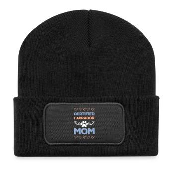 Zertifizierte Labrador Mama - Recycelte Patch Beanie - Schwarz - Vorne