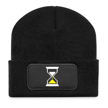 Pixel Sanduhr Ladebalken Retro Gaming - Recycelte Patch Beanie - Schwarz - Vorne