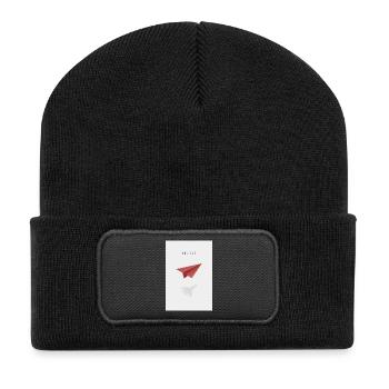 crois avec un avion en papier - Beanie recyclé à patch - noir - Devant