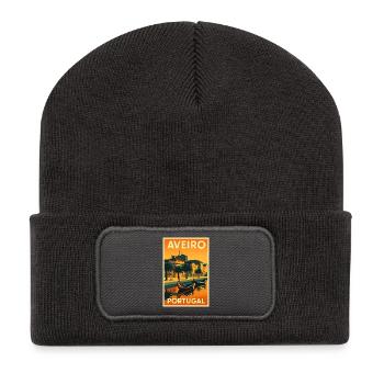 Aveiro Portugal – Retro Reiseposter Kanäle - Recycelte Patch Beanie - Dunkelgrau - Vorne