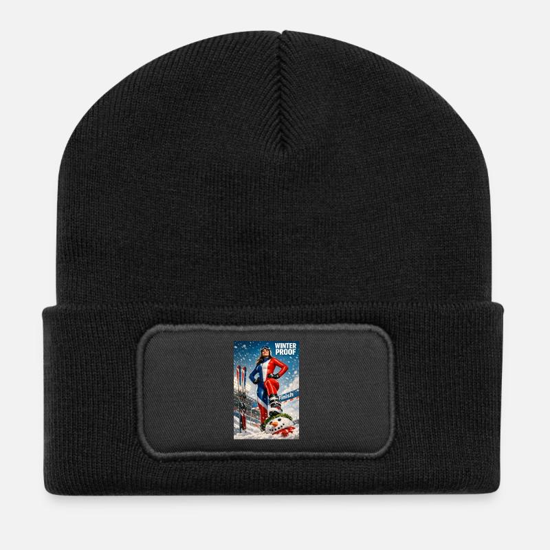 Sports d’hiver-ski-fr - Beanie recyclé à patch - noir