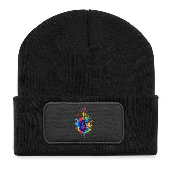 Colorful Guitar – Music Graffiti Art - Recycled Patch Beanie - black - Front