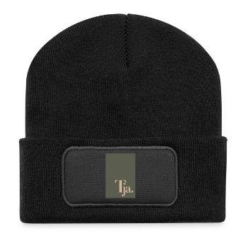 Affiche de typographie moderne – Eh bien. - Beanie recyclé à patch - noir - Devant