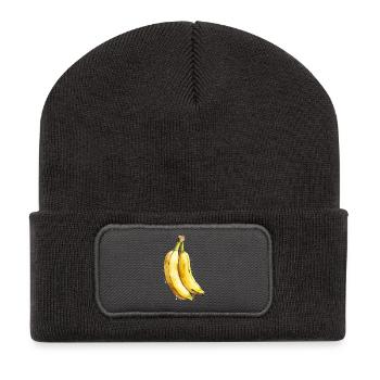 Aquarelle bananier - Beanie recyclé à patch - charbon - Devant