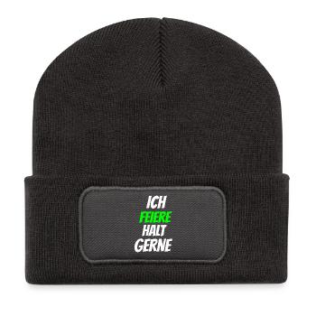 I just like to celebrate neon - Recycled Patch Beanie - dark grey - Front