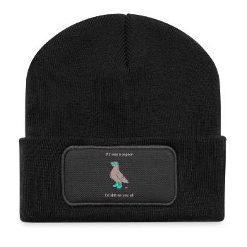 Wenn ich eine Taube wäre, türkisfarbene Stiefel, lustiges Zitat - Recycelte Patch Beanie - Schwarz - Vorne