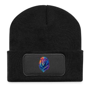 Colorful Cosmic Lion - Art Pop Colors - Recycled Patch Beanie - black - Front