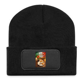 Espresso und Flagge: Italienischer Start - Recycelte Patch Beanie - Schwarz - Vorne