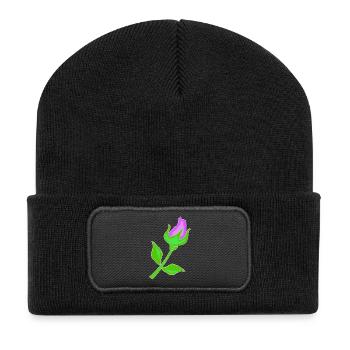 Rose in a purple shade - Recycled Patch Beanie - black - Front